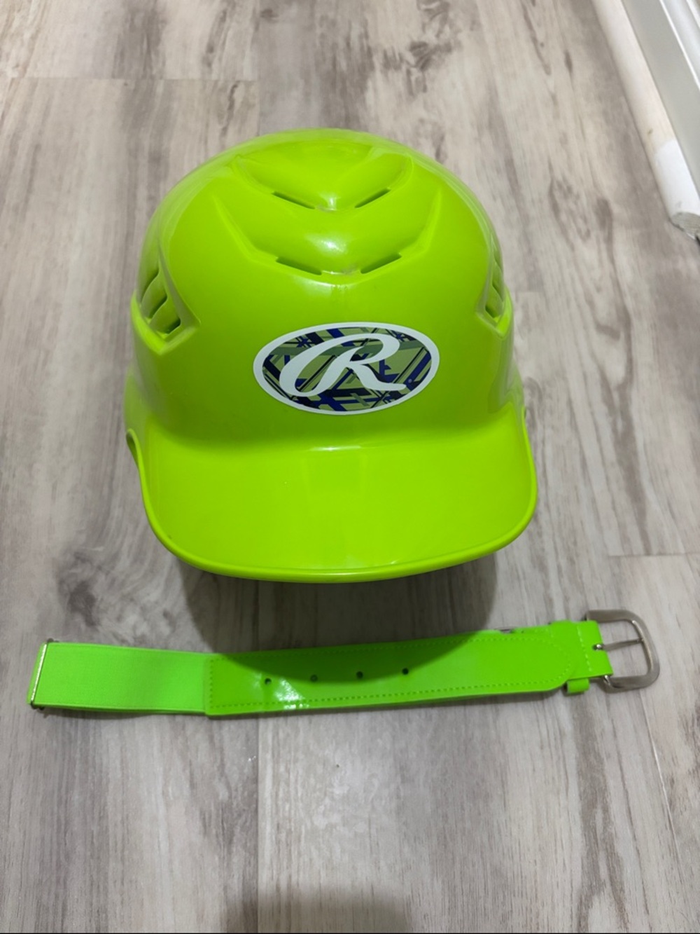 Rawlings Neon Lime Kids Batting Helmet with Matching Chin Strap